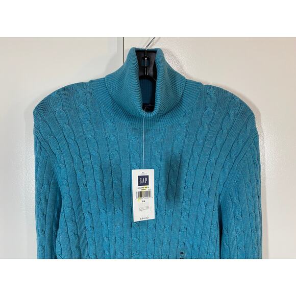 The Gap Stretch Turtle Neck Long Sleeve Knit Sweater Aqua Blue XL NEW - Picture 2 of 7